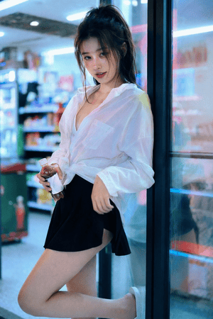 Cinematic Convenience Store Portrait - AI image template preview