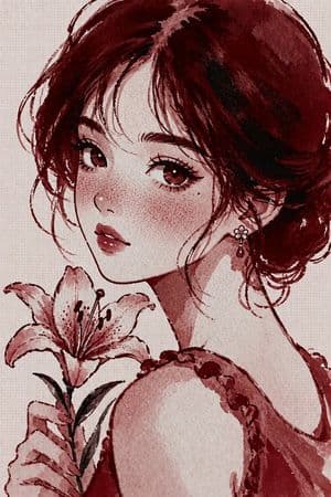 Censored Burgundy Watercolor Portrait - AI image template preview