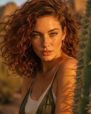 Desert Golden Hour Editorial Portrait - AI image template preview