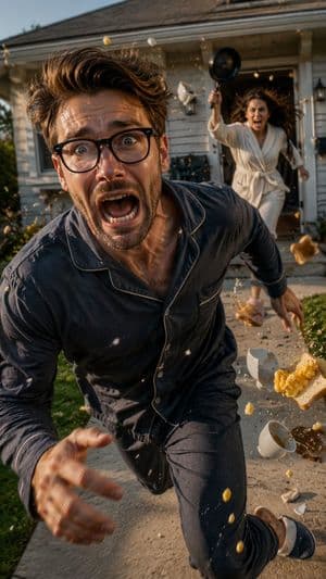 Cinematic Suburban Chase Scene - AI image template preview