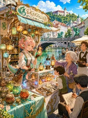 Otherworldly Dragon Girl Fire Shop - AI image template preview