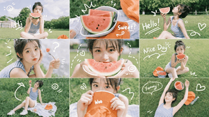 Summer Watermelon Doodle Collage preview
