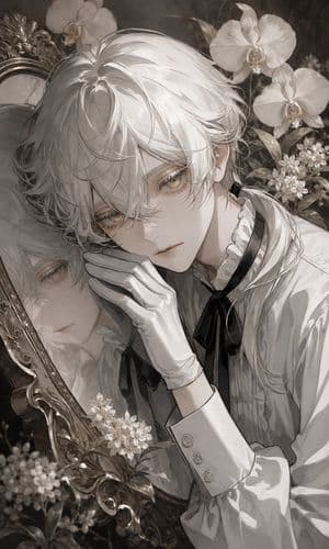 Sepia Anime Noble With Mirror - AI image template preview
