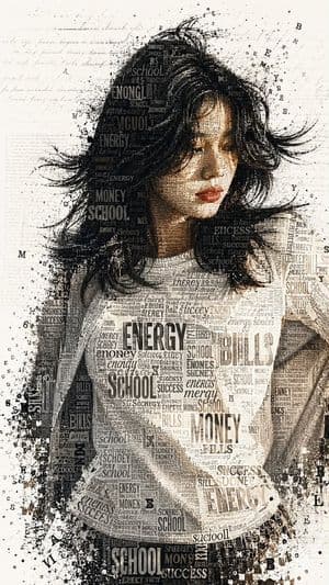 Typographic Text-Mosaic Graphic Portrait - AI image template preview