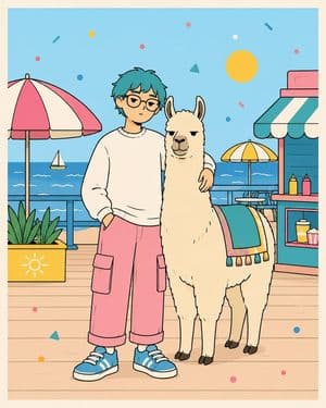 Kawaii Pastel Doodle Stationery Art - AI image template preview