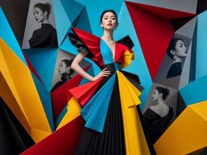 High-Fashion Origami Editorial Portrait - AI image template preview