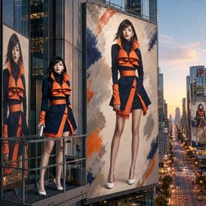Giant Urban Billboard Fashion Ad - AI image template preview