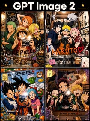 Anime Mirror Selfie Grid - AI image template preview