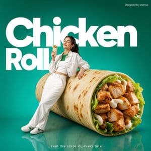 Minimalist Chicken Roll Commercial - AI image template preview