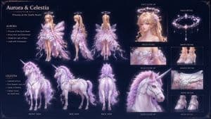 Fantasy Game Character Design Sheet - AI image template preview