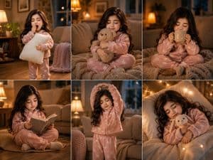 Cozy Six-Panel Bedtime Stages Collage preview