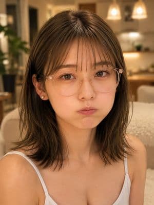 Warm Indoor Pouting Selfie Portrait - AI image template preview