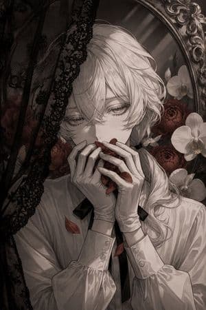 Gothic Silver-Haired Anime Portrait - AI image template preview