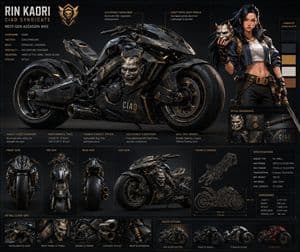Rin Kaori Assassin Bike Identity Board - AI image template preview