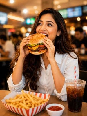 Candid Mall Food Court Portrait - AI image template preview