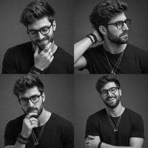 Monochrome Fashion Studio Portrait Contact Sheet - AI image template preview