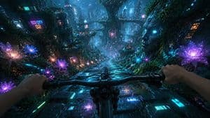 Futuristic Forest Mountain Bike POV - AI image template preview