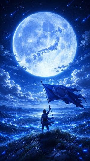 Samurai Blue Moon Over Japan - AI image template preview