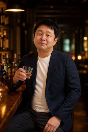 Middle-Aged Man at Whiskey Bar - AI image template preview