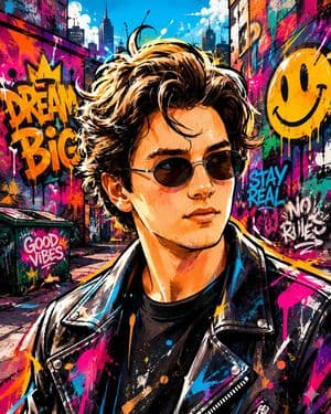 Vibrant Graffiti Street Art Transformation - AI image template preview