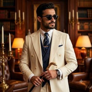 Mature Gentleman Luxury Suit Portrait - AI image template preview