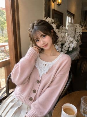 Candid Smartphone Cafe Portrait - AI image template preview