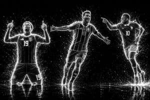 Futuristic Neon Wireframe Athlete Portrait - AI image template preview