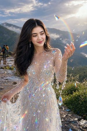 Crystal Gown Mountain Portrait - AI image template preview