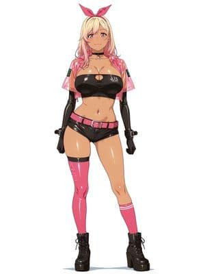 Pink Cyberpunk Survivor Anime Girl - AI image template preview