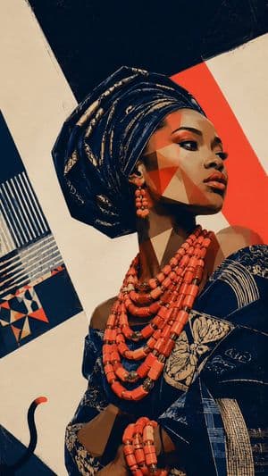 Afrofuturist Yoruba Regal Portrait - AI image template preview