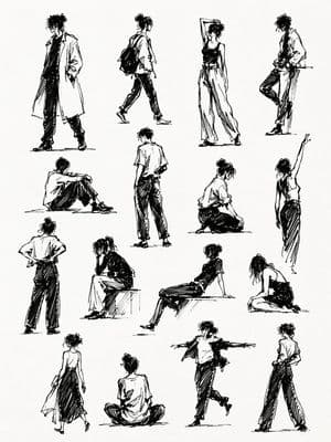 Sketchbook Human Gesture Studies - AI image template preview