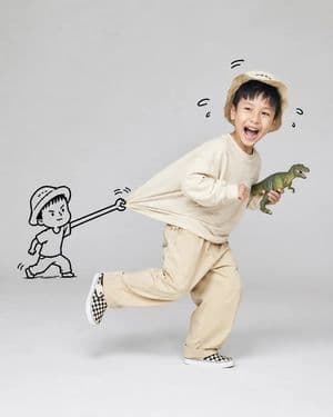 Whimsical Doodle Interaction Portrait - AI image template preview