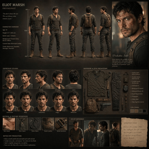 Cinematic Film Character Design Board - AI image template preview