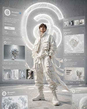 Threads Monochrome Techwear Artwork - AI image template preview
