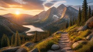 Golden Hour Alpine Trail Landscape - AI image template preview
