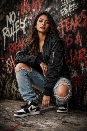 Gritty Urban Editorial Portrait - AI image template preview