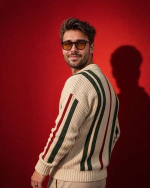 Chunky Knit Sweater Studio Portrait - AI image template preview