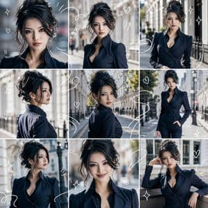 Character Consistency 9-Grid Collage - AI image template preview