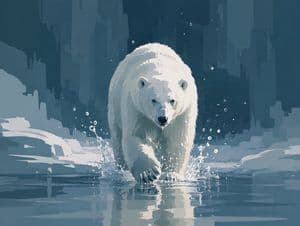 Abstract Polar Bear in Icy Water - AI image template preview