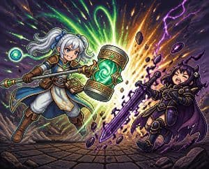 Pixel Art Hammer Duel - AI image template preview