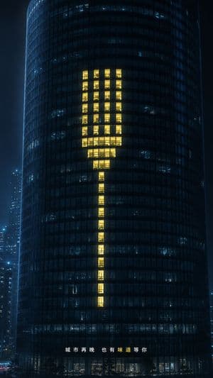Glowing Exclamation Skyscraper - AI image template preview