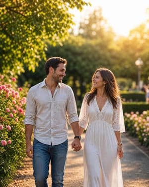 Romantic Couple Park Photography - AI image template preview