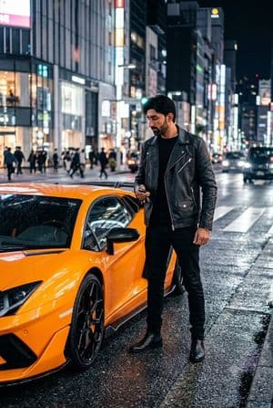 Cinematic Lamborghini Night Scene - AI image template preview