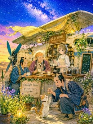 Desert Crash Cafe Fantasy Scenery - AI image template preview