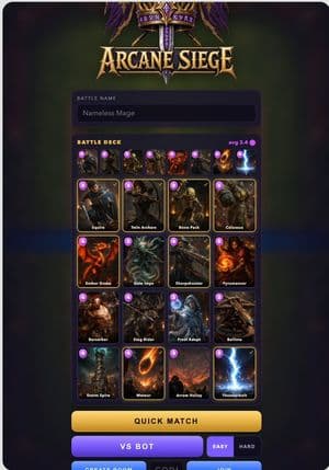Arcane Siege Mobile Deck UI preview