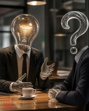 Surreal Light Bulb Business Meeting - AI image template preview