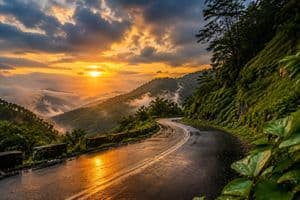 Breathtaking Mountain Road Sunset - AI image template preview