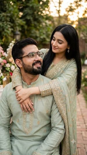 South Asian Wedding Couple Portrait - AI image template preview