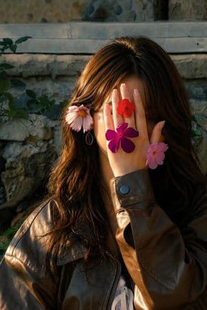 Mysterious Portrait with Floral Accents - AI image template preview