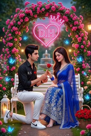 Romantic Garden Rose Offering - AI image template preview